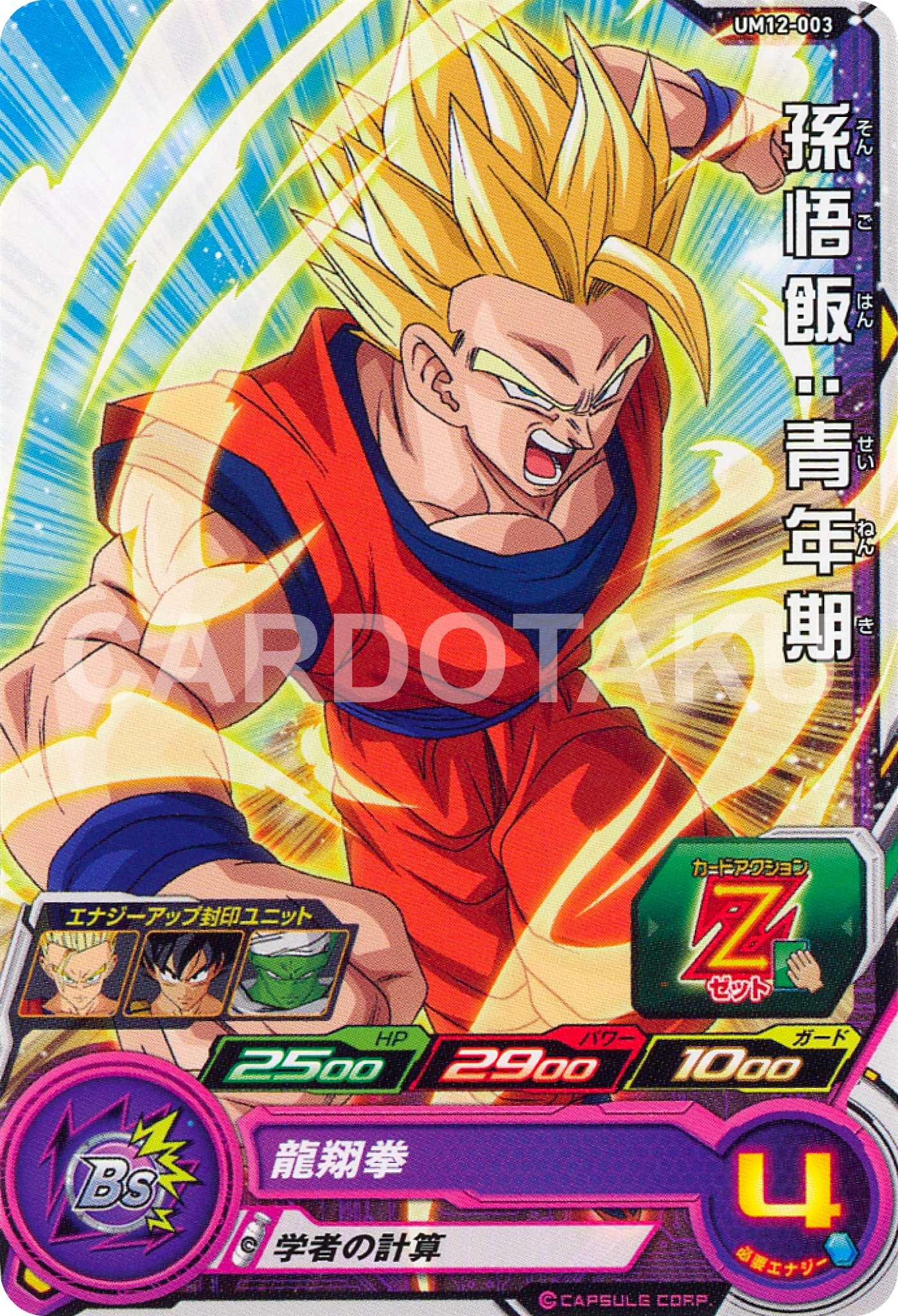 SUPER DRAGON BALL HEROES UM12-003 Common card Son Gohan : Seinenki
